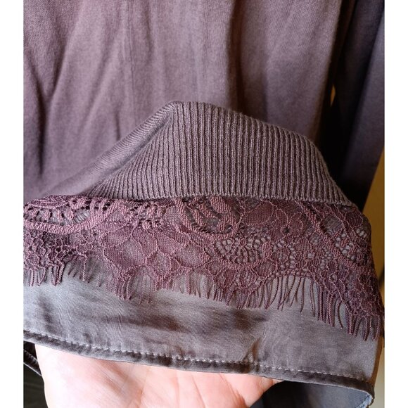 Logo Lori Goldstein 3X Tunic Top Dress Button Front Lace Trim Long Sleeve V Neck - Picture 3 of 4